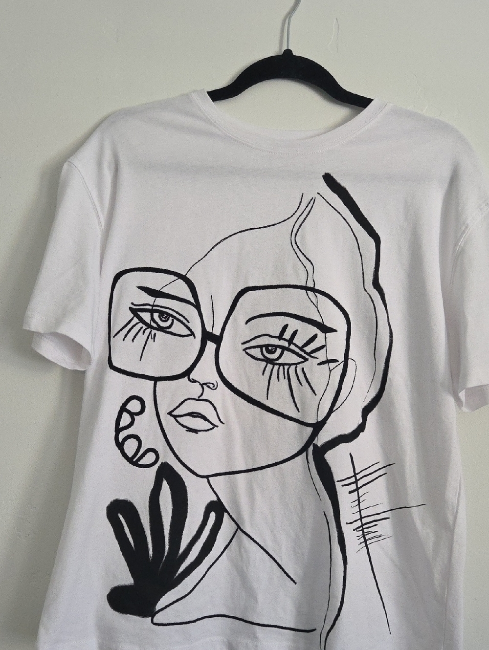 Zara White Tee with Black Graphic Detail